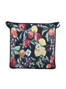 Almohadillas cuadradas para asiento de comedor/jardín/cocina tapiz negro Fruits - Imagen 1 de 5