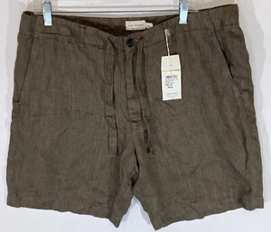 NWT Club Monaco Olive Fonce Tie Waist Delave Short Pantalons Size 36 - Picture 1 of 18