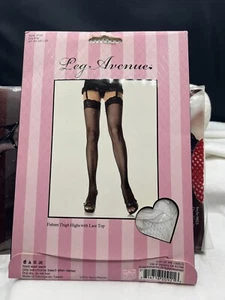 Leg Avenue Fishnet Thigh Highs with Lace Top White - Picture 1 of 3