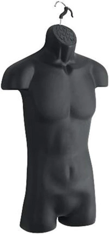 Male Molded Black Shatterproof Hollowback Torso Form - Fits Men'S Sizes S-L (3 P - Image 1 of 4