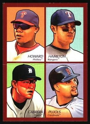Cubierta superior 2009 4 en 1 Ryan Howard, Josh Hamilton, Albert Pujols, Miguel Cabrera Foto 1 de 2