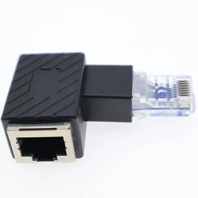 Connettore Adattatore Prolunga LAN Ethernet 90° Angolo Retto RJ45 Maschio a Femmina - Immagine 1 di 4