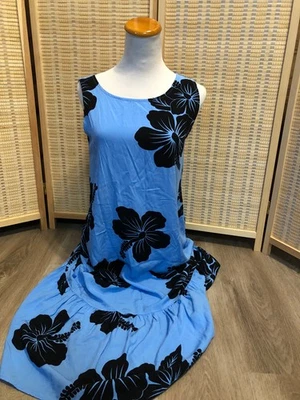 Favant  Sleeveless Luau Dress Black and Blue Medium M 100% Rayon (H95) - Image 1 of 4