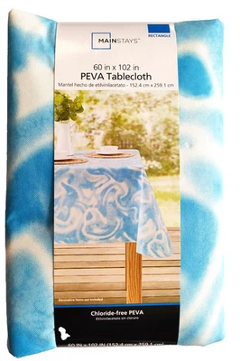 Mantel rectangular Mainstays PEVA - tinte de mármol azul - 60 pulgadas x 102 pulgadas Foto 1 de 2