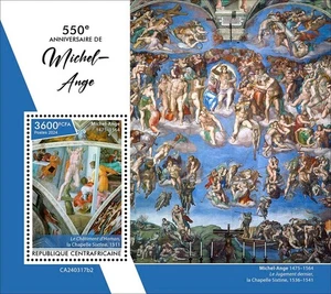 550th Anniversary Michelangelo Paintings Art MNH Stamps 2024 Central African S/S - Picture 1 of 1