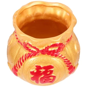 Novelty Flower Vase Ceramic Flower Pot Money Bag Shape Flower Pot Home - Picture 1 of 12