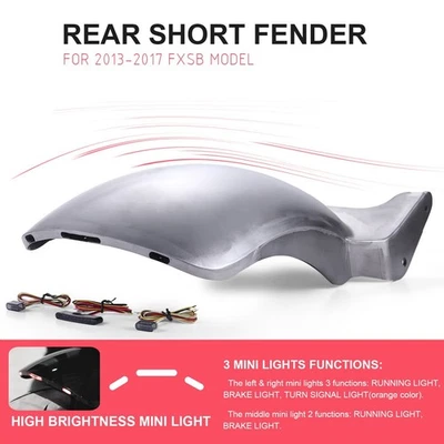 Custom Short Rear Fender w/ LED Tail Light for Harley Softail breakout 2013-2017 - Image 1 of 4