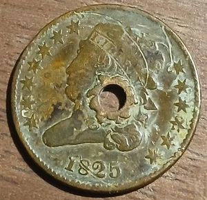 1825 Classic Head Half Cent (VF) Holed/Damaged #665 - Picture 1 of 2