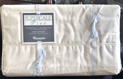 NIP Wamsutta Wheat Twin Flat Sheet 66" x 96” Supercale Plus 200 thread Count - Image 1 of 4