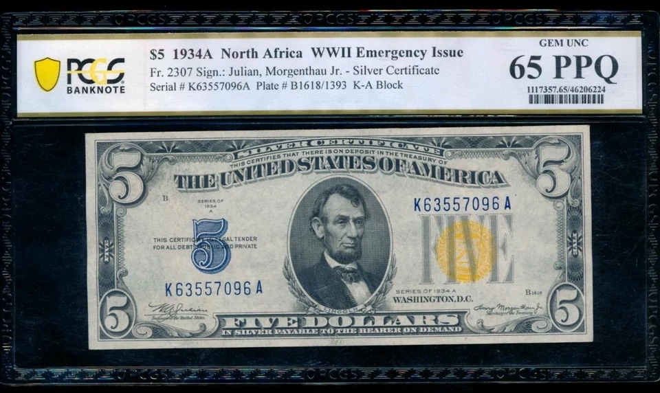 AC $5 1934A North Africa PCGS 65 PPQ Fr 2307 - Image 1 of 2