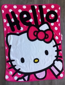 2014 Sanrio Hello Kitty Decke weiches Fleece 48 x 35 Zoll 2-seitig Plüsch Überwurf #79925 - Bild 1 von 9