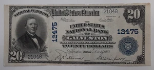 Billete de 20 dólares moneda nacional de 1902 EE. UU. Nat'l Bank Galveston, TX Ch. 12475 VF+ - Imagen 1 de 2