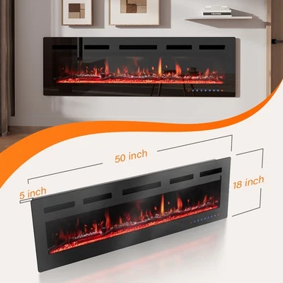 40/50/60" Electric Fireplace Recessed insert or Wall Mounted Standing Heater - Image 1 of 4