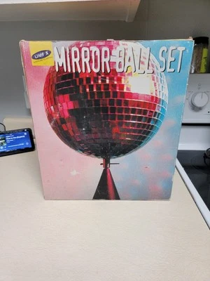 Vtg Mirror Disco Ball Lite F/X Attitude Lighting Mirror Ball Set Tested Working! - Image 1 of 2