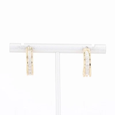 Par de aretes J-Hoop de diamantes de corte redondo de 0,40 quilates de oro multicolor de 14 k de 2,24 gramos Foto 1 de 4