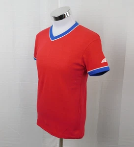 Frisbee by Left Bank Vintage Short Sleeve V-Neck Ringer T-Shirt Red Medium #4427 - Picture 1 of 10