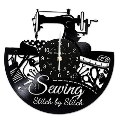 Máquina de coser vinilo disco reloj de pared gran idea para equipo de sastre  Foto 1 de 4