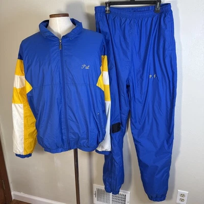 Vintage Holloway XXL Lined Blue Yellow Track Pat Jacket Pant Track Gym Swish - Image 1 of 4