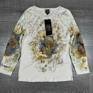 Camisa Suzie in the City Paris 1924 Manga Larga Beige Grande Nueva Con Etiquetas Susan Lawrence - Imagen 1 de 9