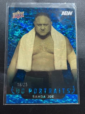 2025 AEW Samoa Joe UD Portraits BLUE /25 Upper Deck Trading Card #93980 - Image 1 of 2