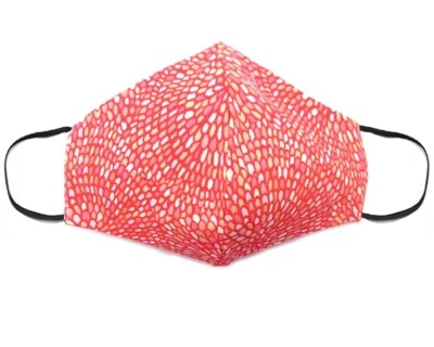 Fabric Face Mask Cotton Reusable Washable Adult Handmade in USA - Salmon Mosaic - Image 1 of 3