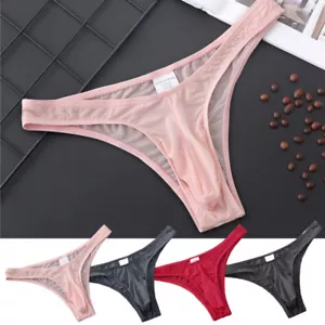 Men Briefs Underwear G String Thong Panties Low Rise Ultra-thin See-through - Picture 1 of 15