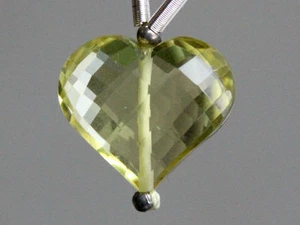 15mm. Natural Lemon Quartz Faceted Heart Gemstone Bead - Picture 1 of 9