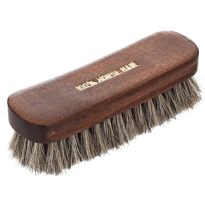 CURA DELLA SCARPA Spazzola da Scarpe Grande in Crine di Cavallo Chiara Antigraffio per Lucidare