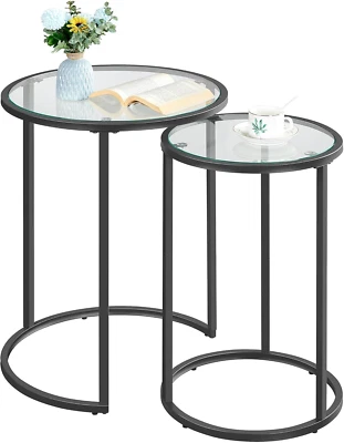 round Nesting Side Tables,Accent Table Set,Little End Table Combo W/Metal Frame - Image 1 of 4