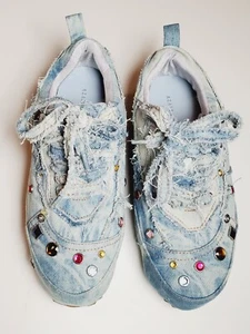 Azalea Wang Mai Denim Plateau Sneaker Größe 9 - Bild 1 von 14