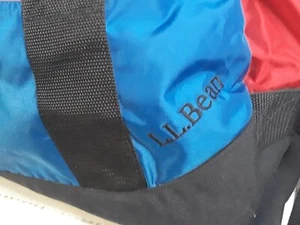 ll Bean Red Blue Black Duffle Bag Adjustable Strap Top Handles Travel Carry On - Picture 1 of 10