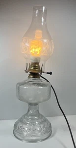 Antique Kerosene Oil Lamp Glass 19” Tall Electrified W/Greek Design Chimney - Picture 1 of 9