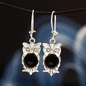 Pendientes de ónix plata 925 para mujer plata de ley H248 - Imagen 1 de 2