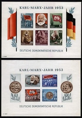 Germany - GDR/DDR 1953 Sc# 144a * 146a MNH F/VF - Karl Marx Souvenir sheet - Image 1 of 4