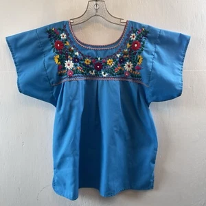 UNBRANDED Handmade Mexican Embroidered Top Floral Peasant Blouse Size S/M - Picture 1 of 6