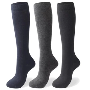 Women's Soft Combed Cotton Knee High Long Socks Seamless Toe Black White Gray... - Picture 1 of 7