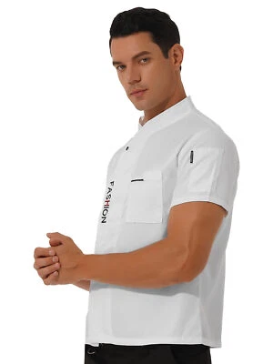  Unisex Short Sleeve Chef Coat Jacket Restaurant Tops Kitchen Cook Uniform  - Image 1 of 2