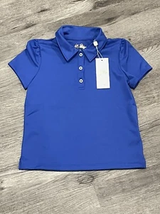 Lilly Pulitzer Luxletic Girls Mini Frida Polo Shirt Martinique Blue Medium M 6/7 - Picture 1 of 2