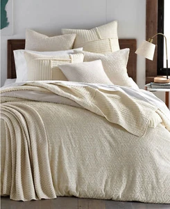 OAKE CLIPPED HEXAGON SIZE TWIN DUVET COVER COLOR BEIGE NEW - Picture 1 of 5
