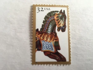 Single Unused US Postage Stamps 32c Scott # 2978 CAROUSEL HORSES MNH - Picture 1 of 1