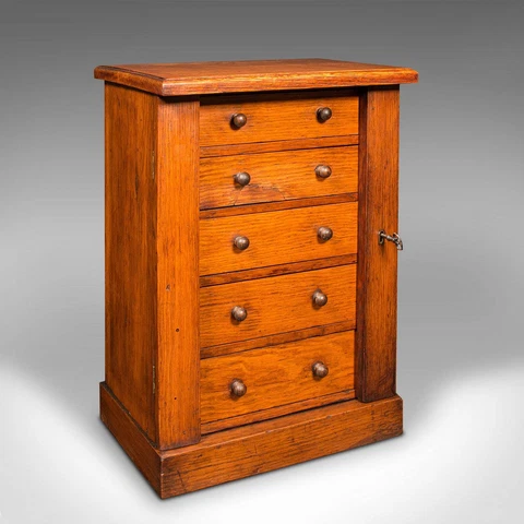 Antique Wellington Chest of Drawers, English, Oak, Specimen Cabinet, Victorian Cover