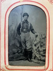 19th c. Civil Indian War US Navy sailor tintype embroidered frock blouse bowler - Picture 1 of 9