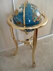 Large Floor Standing Turquoise Gem Stone Globe With Compass Owned From New