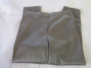 Pantalones para mujer Ann Taylor talla 10 negro/dorado metálico estampado cuadrado jacquard - Imagen 1 de 7