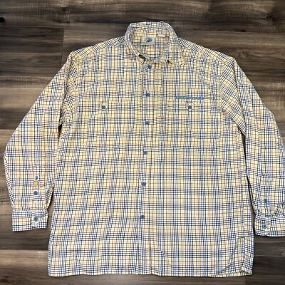 Camisa Meca EE. UU. Para Hombres L Verde Amarillo Cuadros Manga Larga Abotonada Informal Cómoda Foto 1 de 4