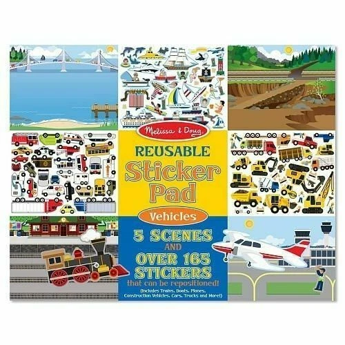 Melissa & Doug Vehicles Reusable Sticker Pad 5 Scenes Over 165 Stickers