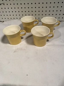 Vintage USA Cup Mug Yellow Ceramic Coffee Tea 4 Pieces - Picture 1 of 6