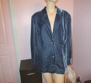 Blazer vintage anni 80 velluto schiacciato taglia 1X giacca gioiello foderato verde acqua scuro romantico - Foto 1 di 8