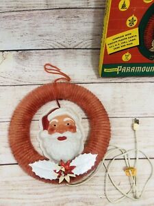Vintage - Paramount - Silky Chenille Wreath with Santa Plaque - Original Box
