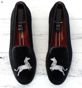 SO CUTE! Women's $650 Stubbs & Wootton (L.E.) “ZEBRA" Slippers Loafers Shoes 8 - Picture 1 of 7